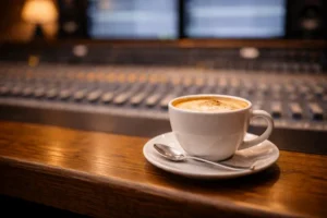 Relaxing in a recording studio