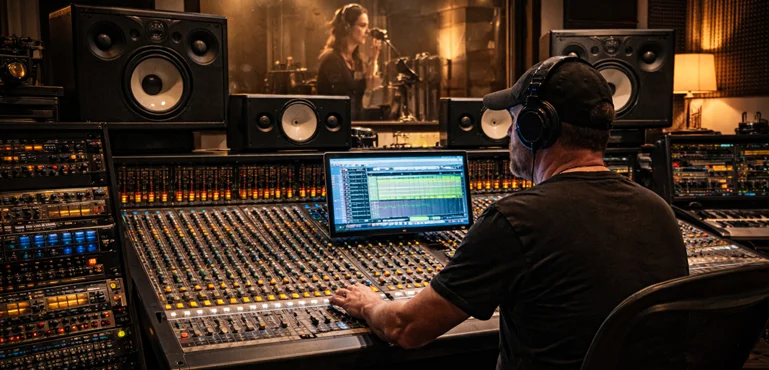 Sound engineer at a concert