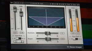 UJAM CHOOIR stereo image analysis with wide correlation drop below 0.2 demonstrating phase issues in mastering stage