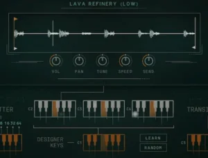 Hybrid cinematic percussion mixing session with processed trailer drums and aggressive low-end design
