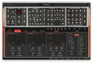 Producer mixing dense analog textures created with Arturia Memory V software synthesizer