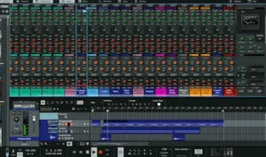 RV-9 Reverb Station inside Reason 14 during electronic music mixing and premaster processing