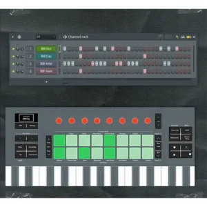 FL Studio producer using Novation FLkey 2 for sequencing, recording, and project navigation