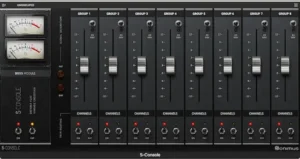 Professional audio mixing session using analog-style console emulation