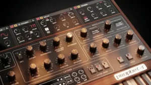 Sequential and GForce Prophet-5 software synthesizer used for sound design, mixing and audio production