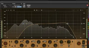 Undertone Audio MPEQ-1 plugin interface during a professional mixing session