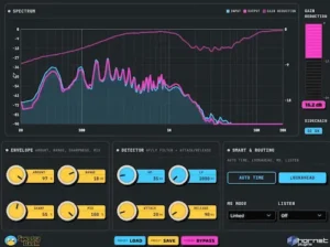 Engineer comparing spectral ducking between kick drum and bass using HoRNet SpectraDuck
