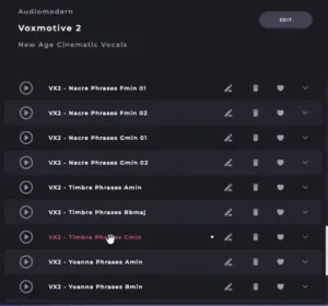 Layering cinematic vocal phrases from Voxmotive 2 in a hybrid scoring session