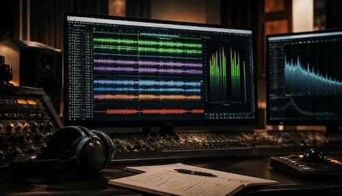 Professionelles Mastering-Studio bereitet einen Song für Streaming-Plattformen und die kommerzielle Veröffentlichung vor