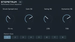 StepStrum MIDI performance editor for guitar libraries and virtual instruments