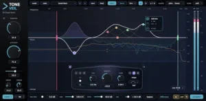 ToneVeil spectral resonance suppression plugin interface with six-node processing