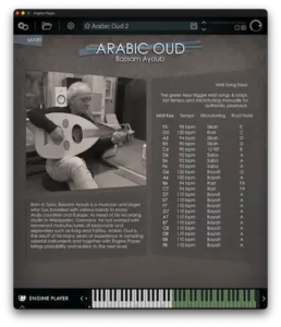 Arabic oud MIDI performance being edited in a DAW for articulation, dynamics, and mix placement