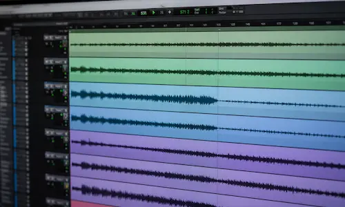 Audio-Wellenform mit Darstellung verschiedener Sample Rates während der digitalen Aufnahme