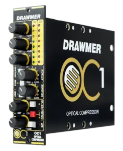 Drawmer OC1 and FC1 installed in a professional 500 Series rack for hybrid analog audio production