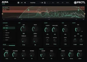 FRCTL Audio AURA adaptive reverb plugin with intelligent spectral masking control for vocal mixing