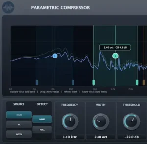 Frequency-selective compression workflow for controlling low-end overlap between kick and bass in a professional mix