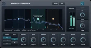 Parish Audio Parametric Compressor plugin interface showing independent frequency bands and dynamic processing controls