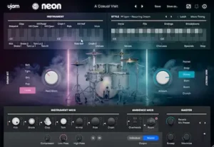 Producer building a modern synth-pop arrangement with electronic drums and MIDI performance workflow