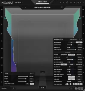 Интерфейс Mastering The Mix MIXVAULT во время анализа спектра и эквализации аудиоматериала