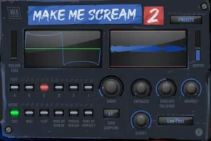 Two-stage distortion workflow in Make Me Scream 2 with tube-style saturation and transient-responsive processing