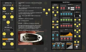 Zenith v2 interface showing drum-derived sound shaping and modulation controls for electronic production