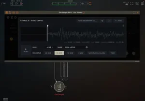 12-bit digital sampler workflow with waveform editing and sequencing controls