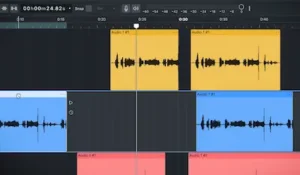 Audacity 4 clip-based audio editing workflow with overlapping clips and independent clip controls