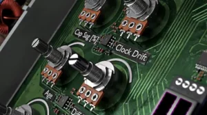 Digital audio processing workflow showing converter-inspired coloration during mix and mastering