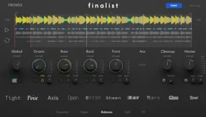 Finalist 2 project view with multiple audio stems organized for automated mixing