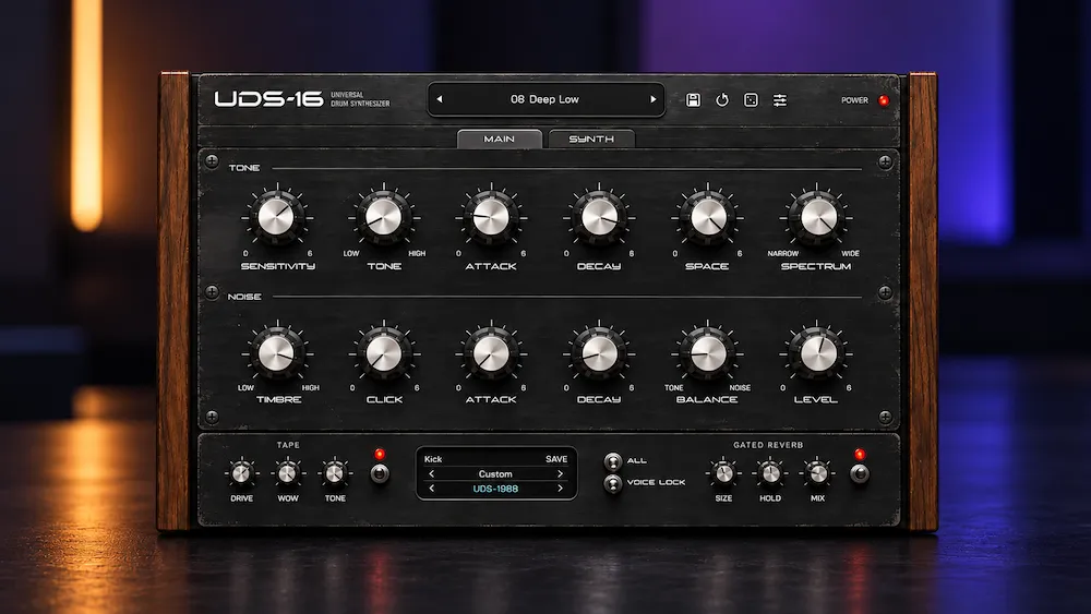 Tapechild UDS-16 drum synthesizer for electronic music production and sound design