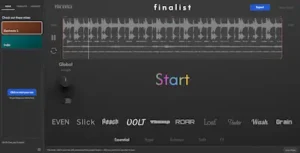 Tim Exile Finalist 2 interface showing automated mix controls and stem-based workflow