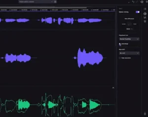 VocAlign 7 vocal timing alignment interface with multiple performances arranged for comparison