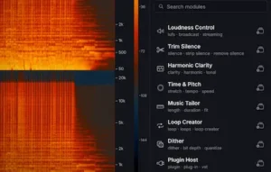 FluffyAudio FFT audio restoration interface for isolating unwanted noise and refining recorded sound