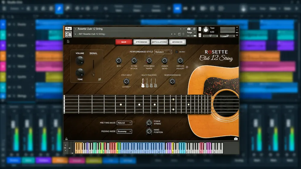 Impact Soundworks Rosette Club 12 String virtual acoustic guitar library for detailed music production