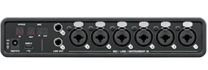 MOTU OctaLite rear-panel analog inputs, balanced monitor outputs, and optical ADAT connections