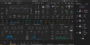 Massive XL modulation routing interface with animated parameter feedback and macro controls