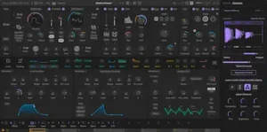Massive XL wavetable oscillator display with custom waveform shaping controls