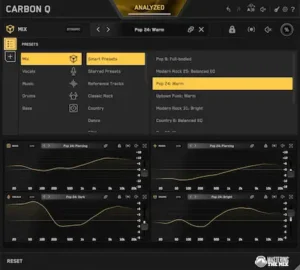 Mastering The Mix CARBON Q reference track analysis and Smart Presets for tonal balance